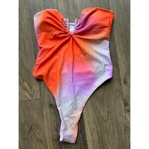 PrettyLittleThing Orange Multi Ombre Bandeau Swimsuit Size US 6